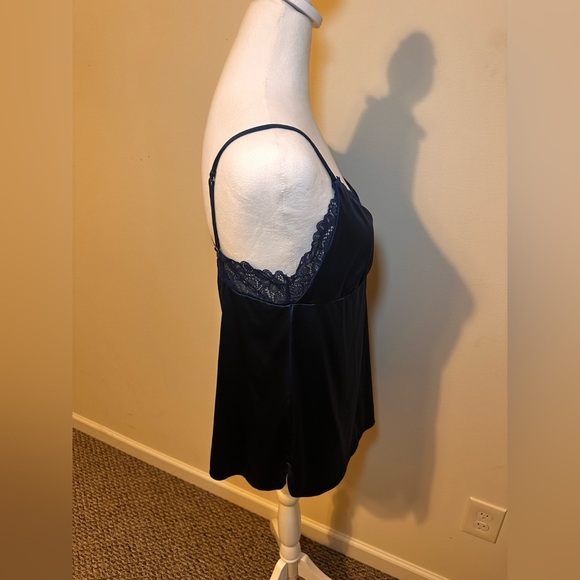 SOMA Satin Lace Cami Navy Blue Size Large - Picture 3 of 5